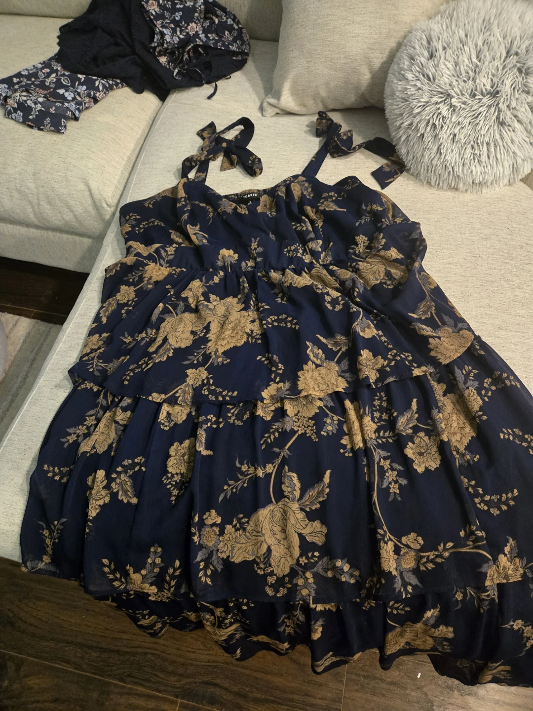 Torrid Navy Floral Tiered Dress