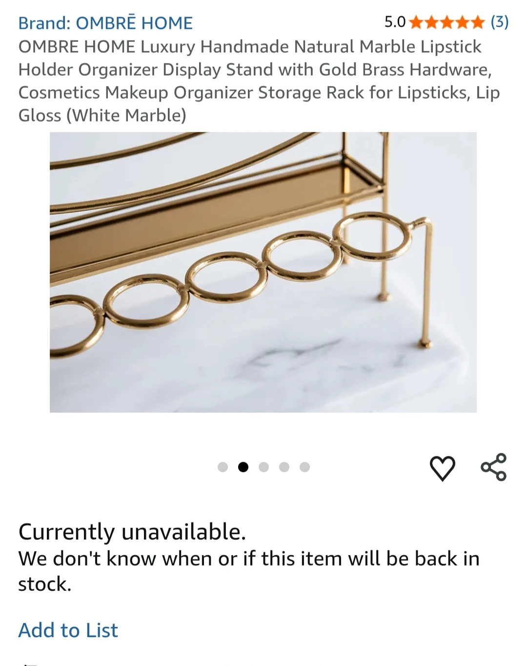OMBRE HOME Luxury Handmade Natural Marble Lipstick Holder ... - photo 4