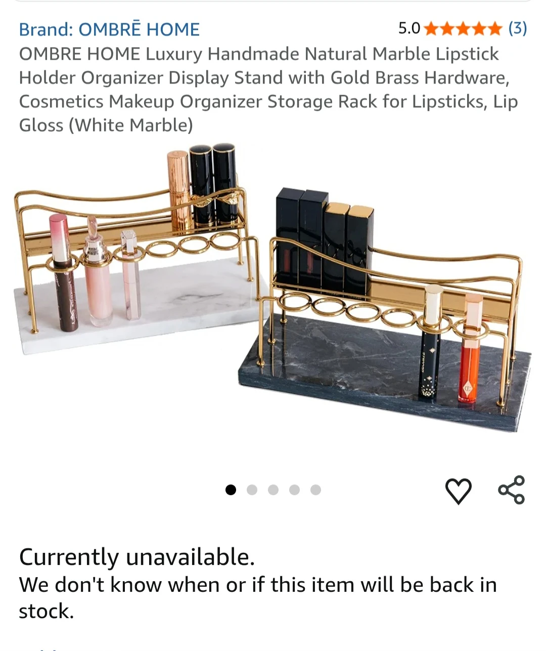 OMBRE HOME Luxury Handmade Natural Marble Lipstick Holder ... - photo 5