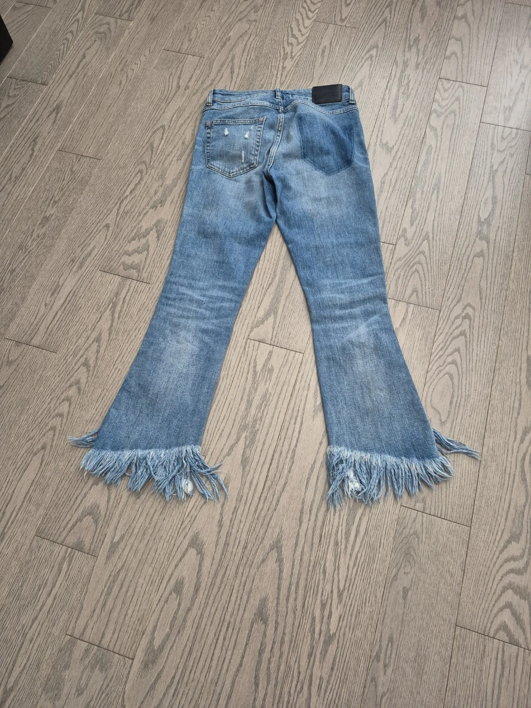 ZARA Distressed Flare Jeans with Fringe - photo 2