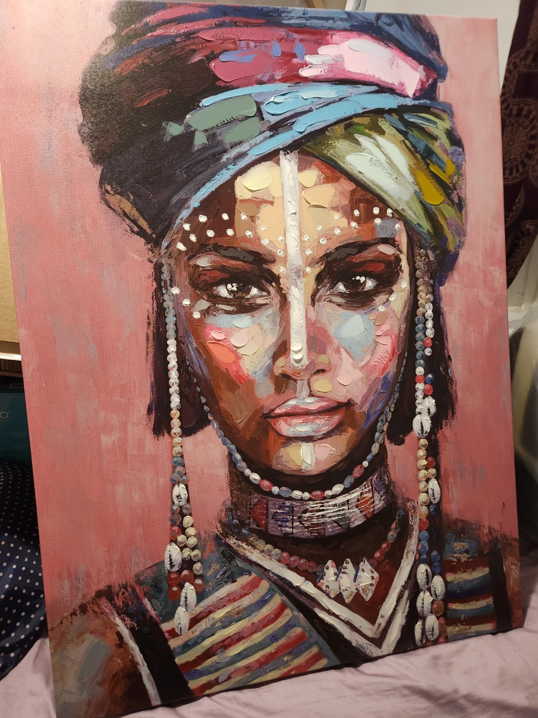 Textured Canvas Painting of a Woman