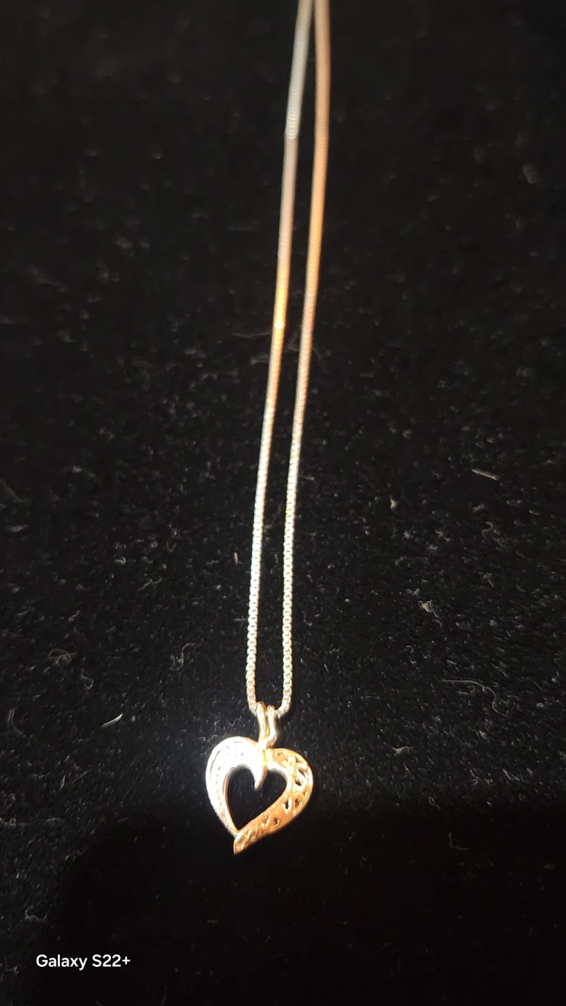 Made in italy 10k white gold box chain with 10k heart - photo 3