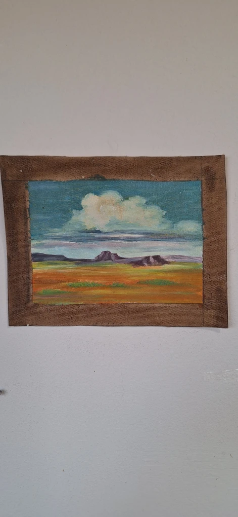 Small Landscape Painting of Mountains and Clouds - photo 2