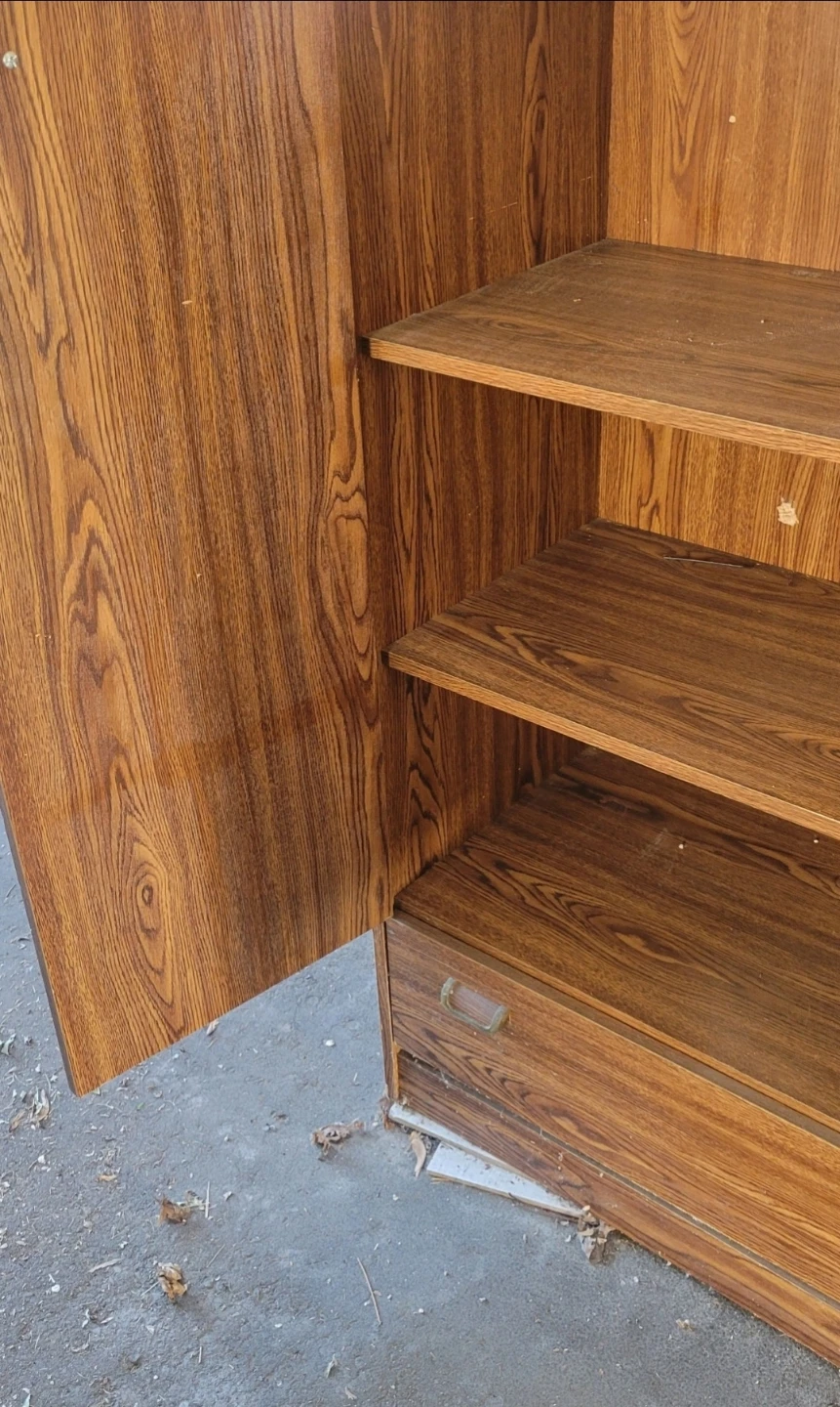 Vintage Wood Grain Cabinet with Drawer - photo 2