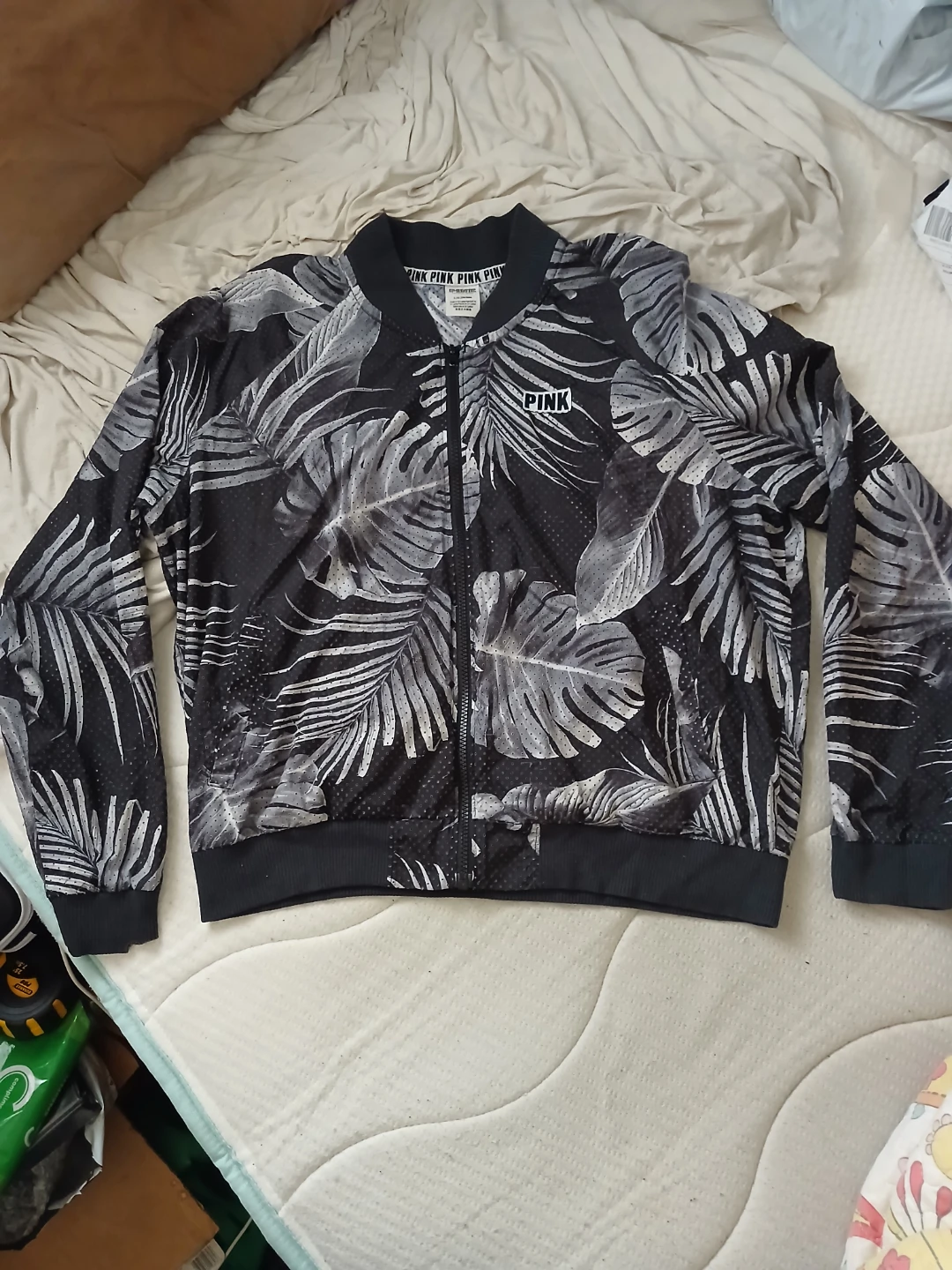 Pink Victoria's Secret Tropical Print Bomber Jacket