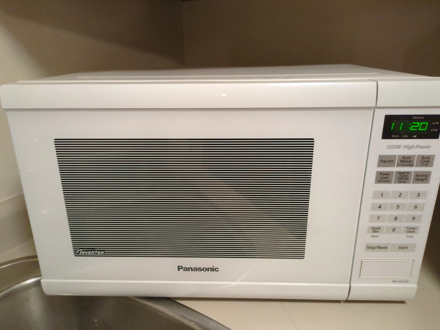 Like-New Panasonic 1200W Inverter Microwave (White)