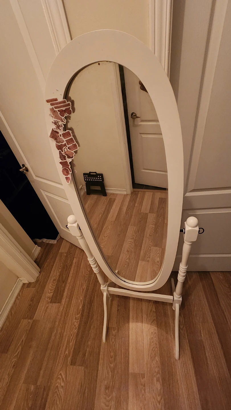White Oval Floor Mirror