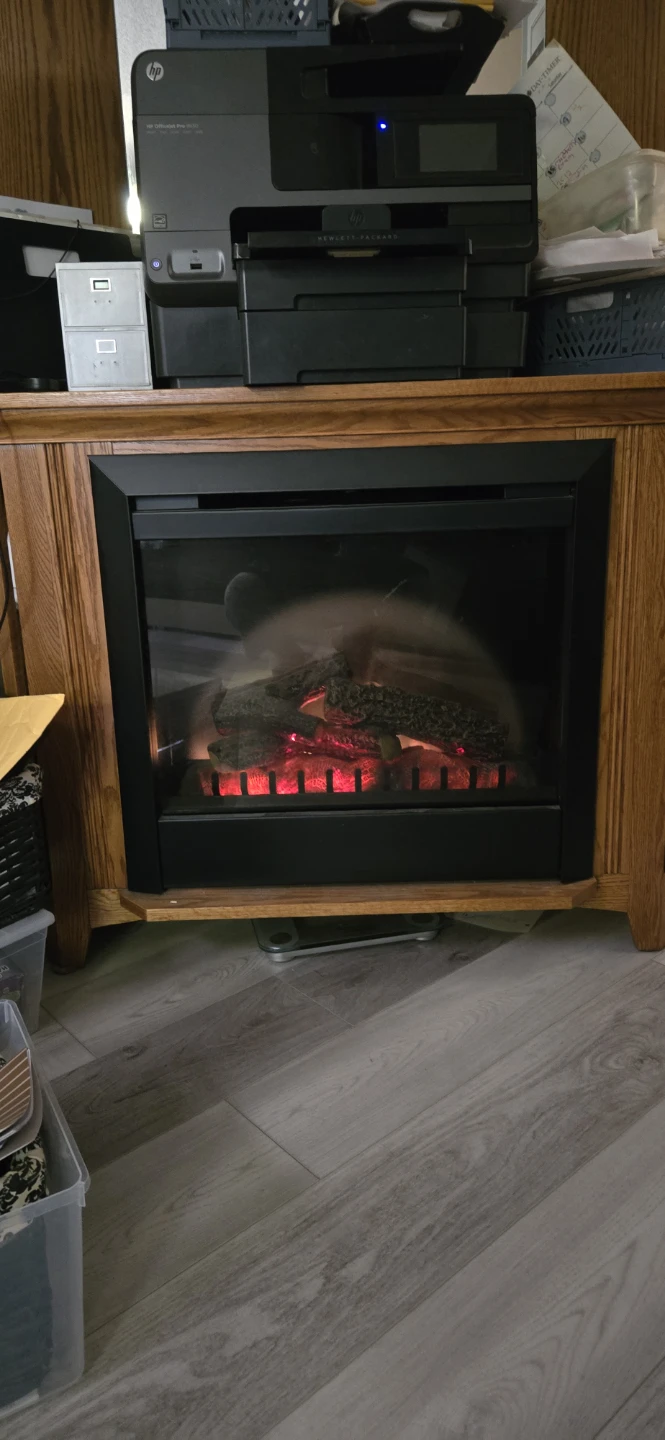 Solid Oak Electric Corner Fireplace - photo 2