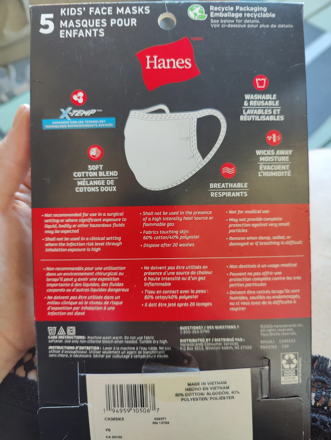 Hanes Kids' Face Masks - 5 Pack - photo 2