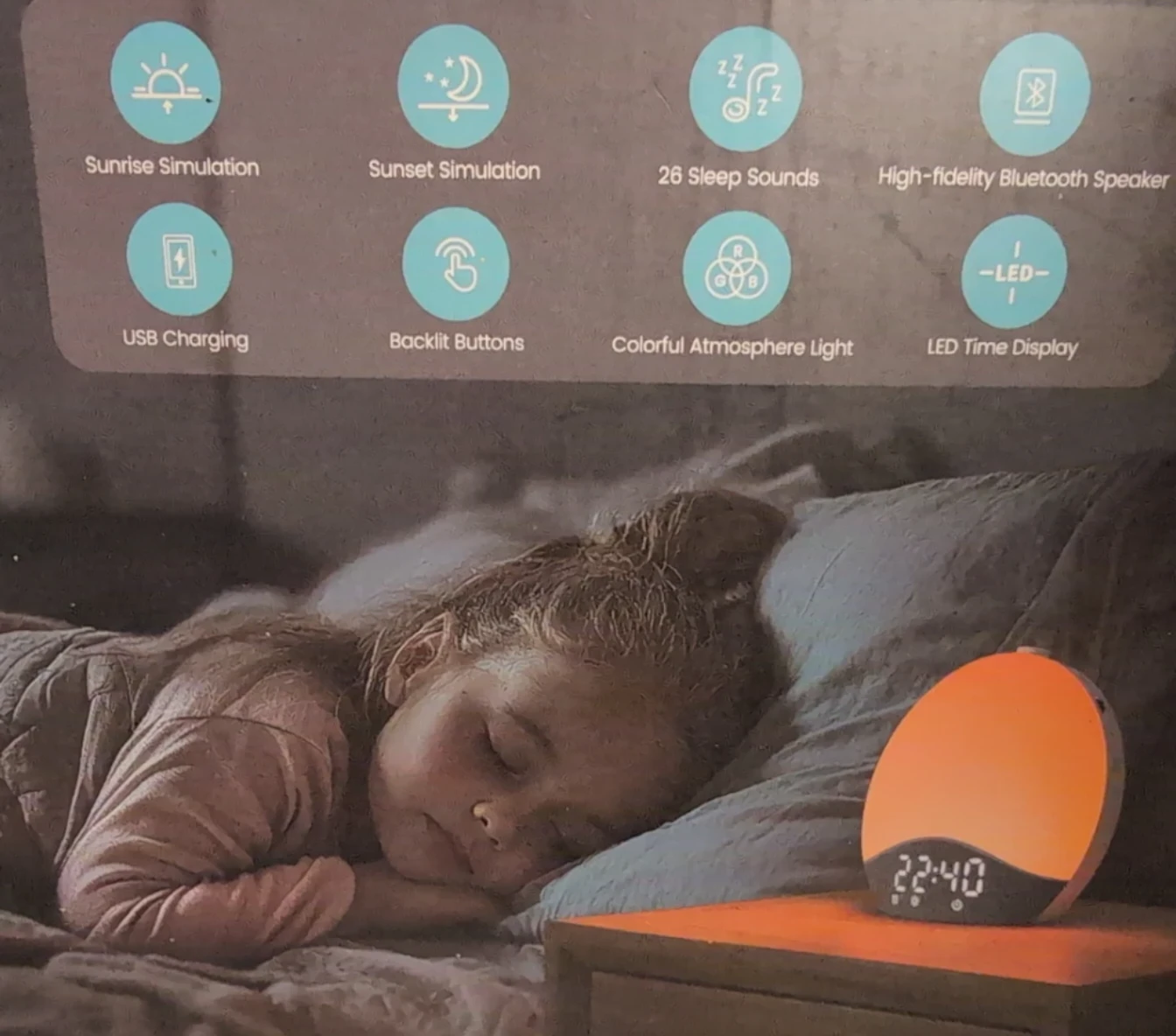 Ecozy Bluetooth Dual Speakers RGB Sunrise Alarm Clock - photo 2