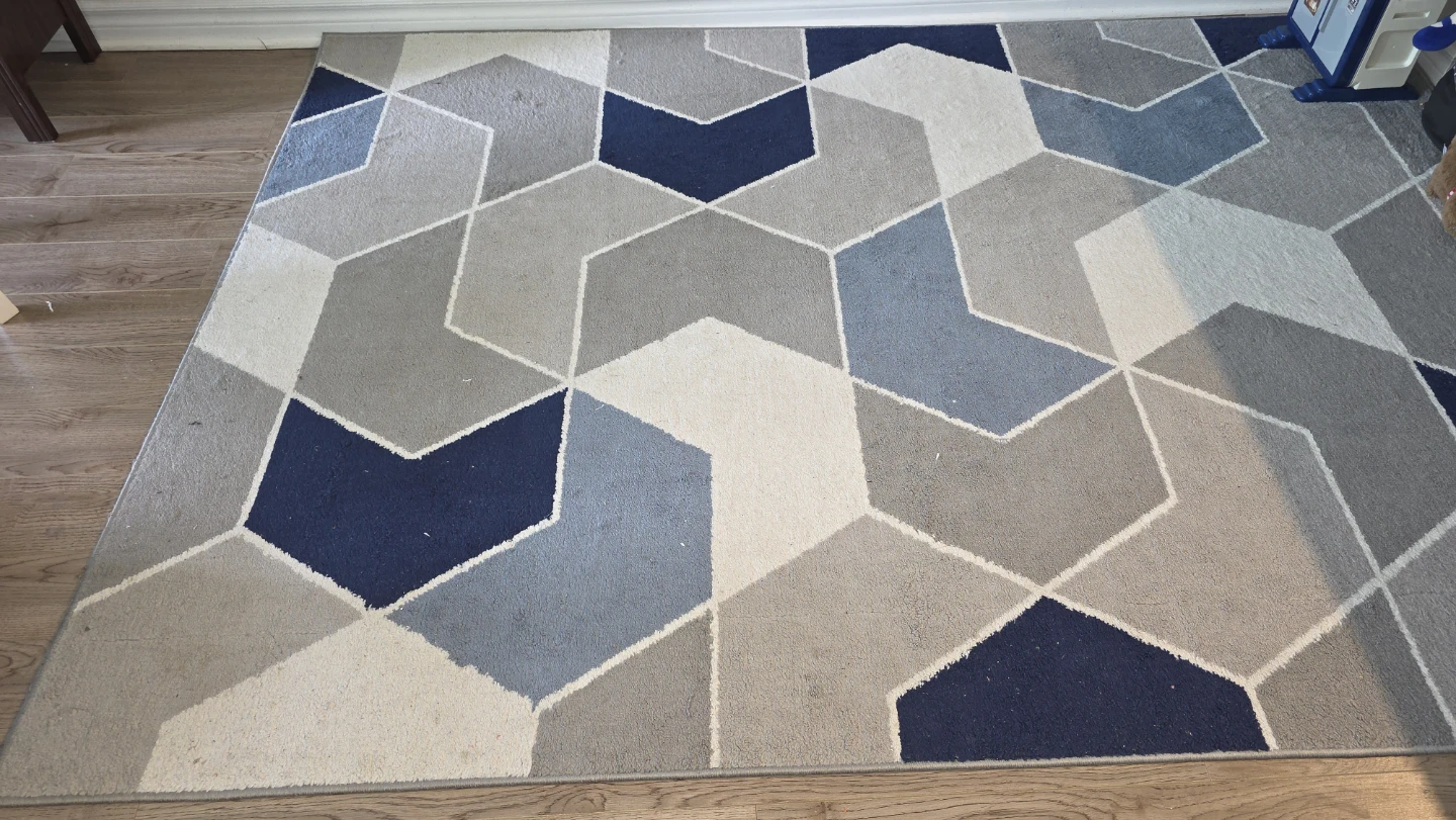 Geometric Area Rug - Blue, Grey, White