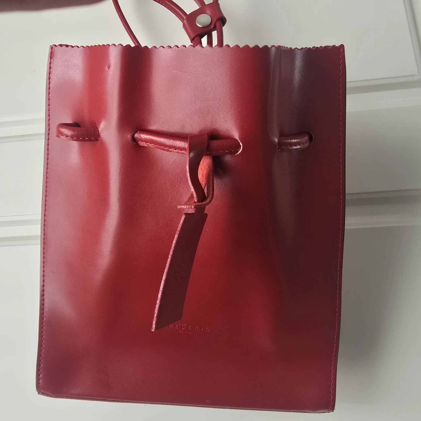 Frederic T  Paris Red Leather Mini Backpack