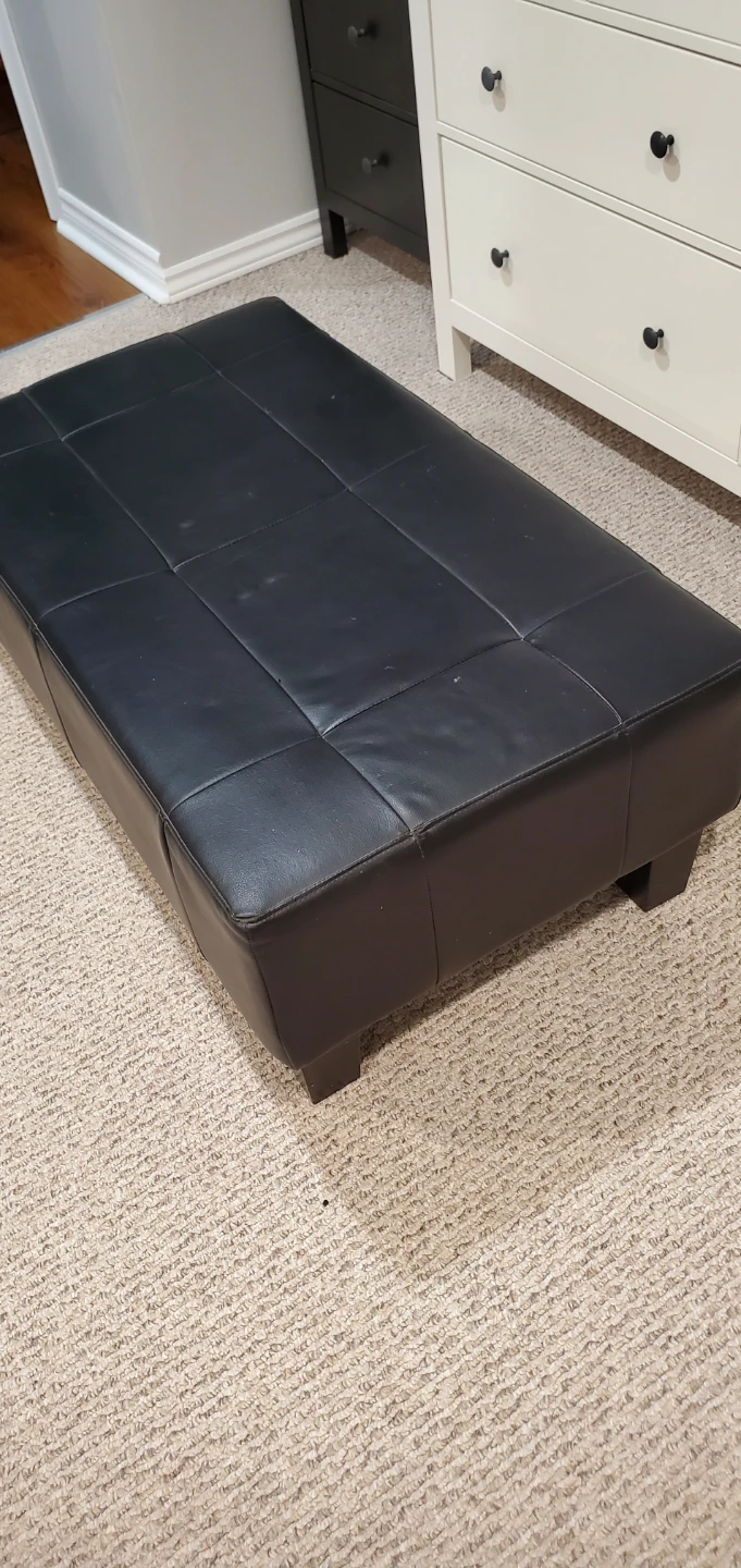 Black Faux Leather Ottoman - photo 3