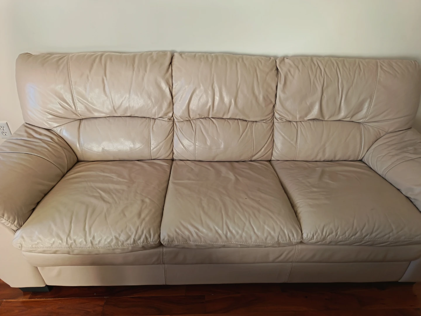 Beige Leather Sofa - photo 4