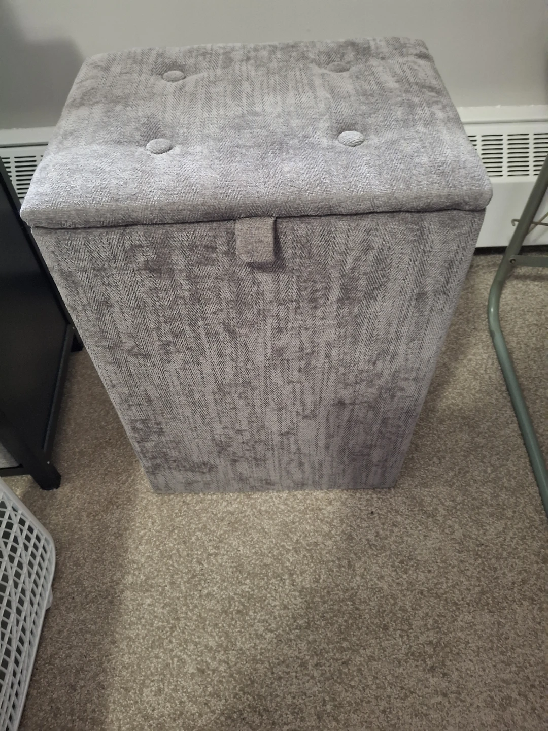 Grey Tufted Storage Ottoman
