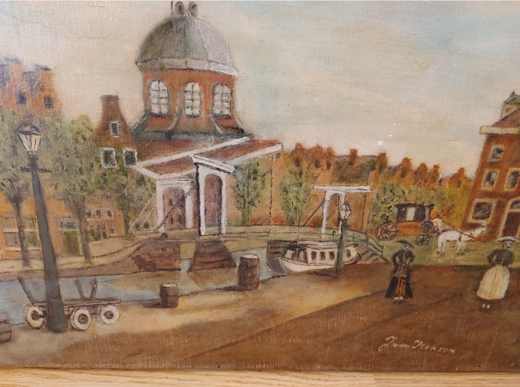 Vintage Canal Scene Painting - photo 2