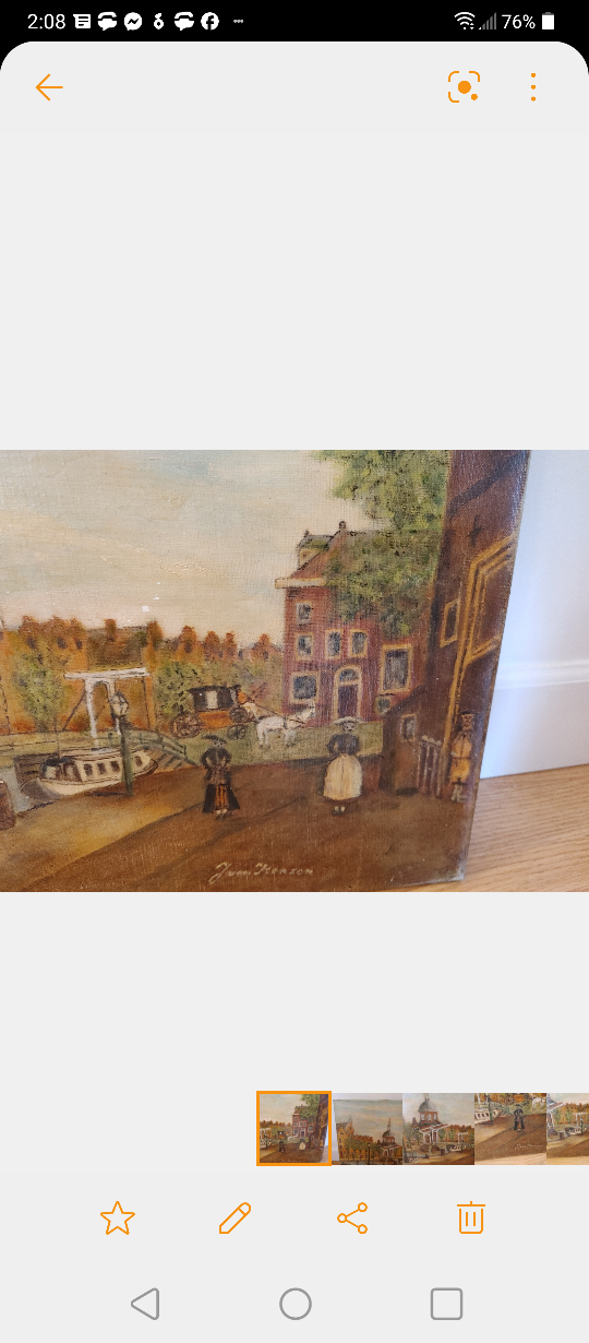 Vintage Canal Scene Painting - photo 3