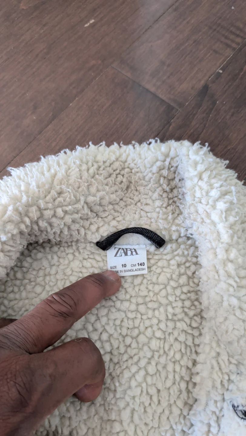 Veste en denim ZARA doublée sherpa pour enfant