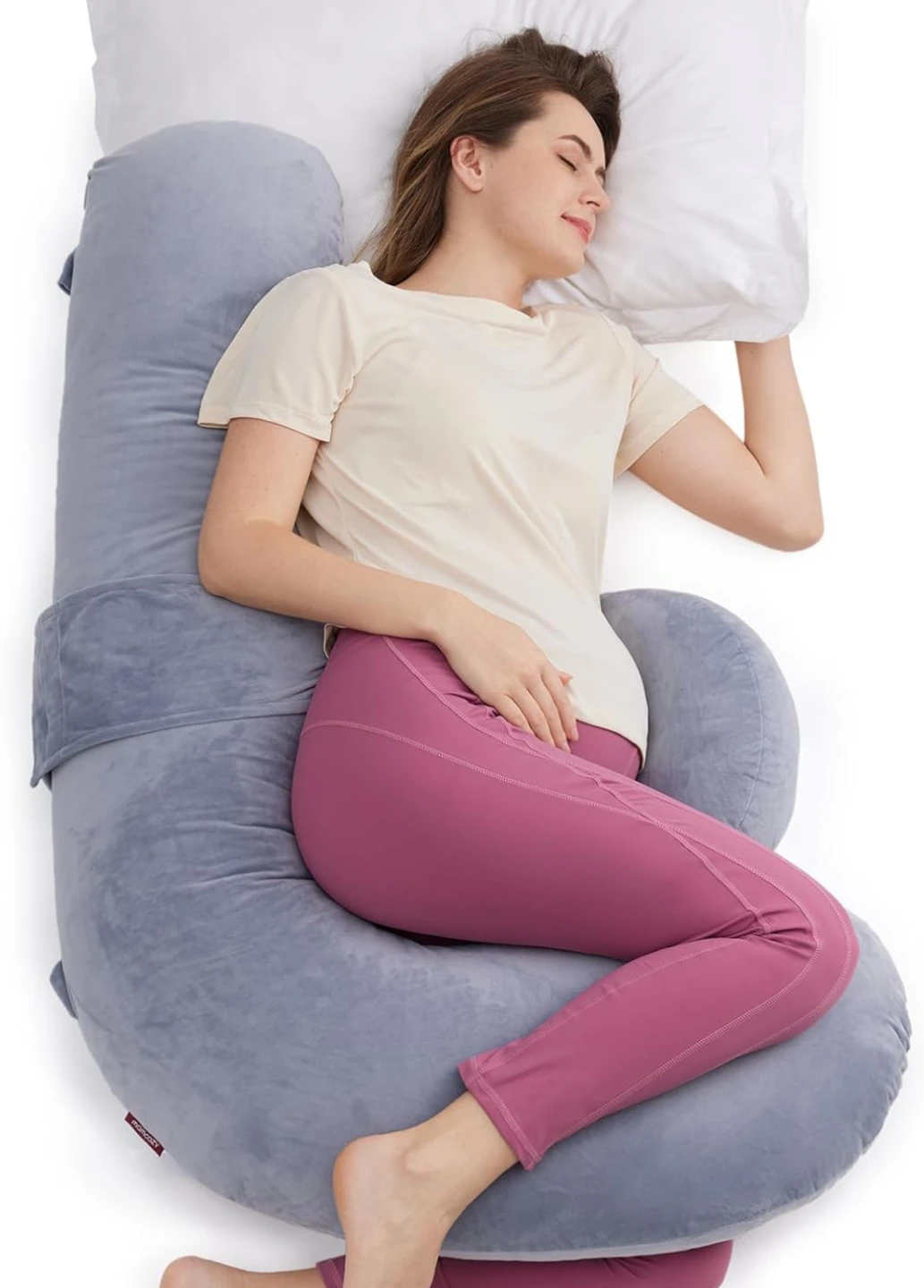 Grey momcozy F-shaped Full Body Maternity Pillow - photo 2