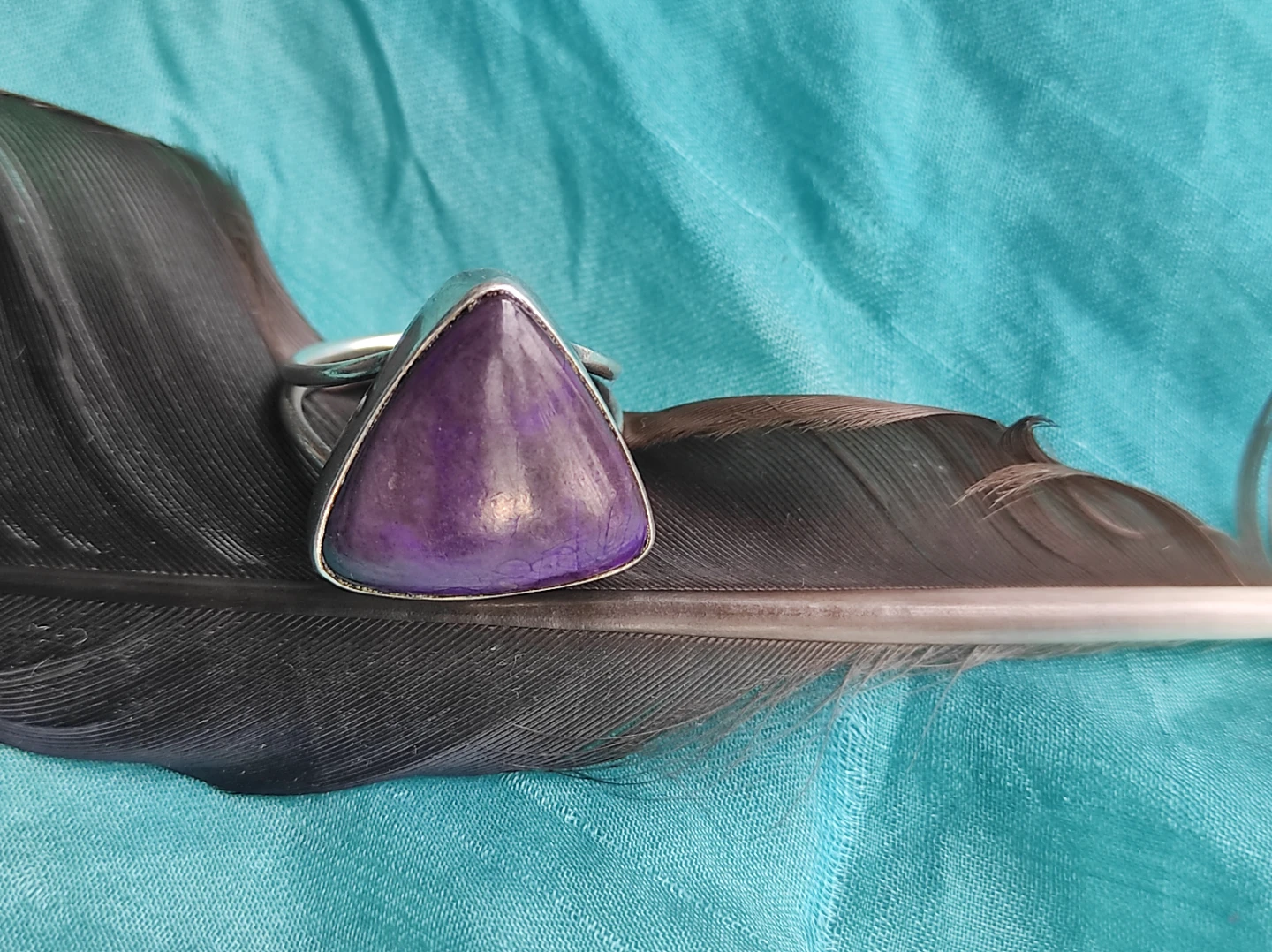 Rare Silver Sugalite Gemstone Ring - photo 4