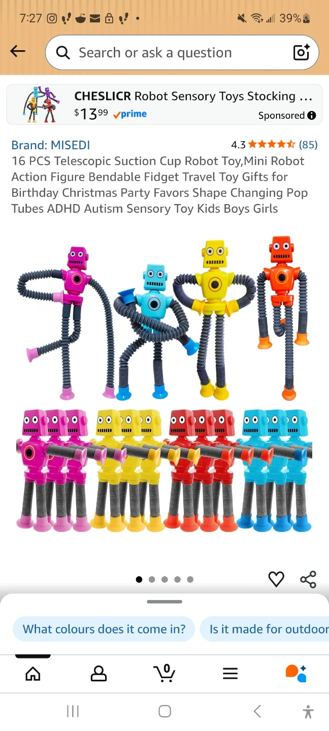 16 PCS Telescopic Suction Cup Robot Toys