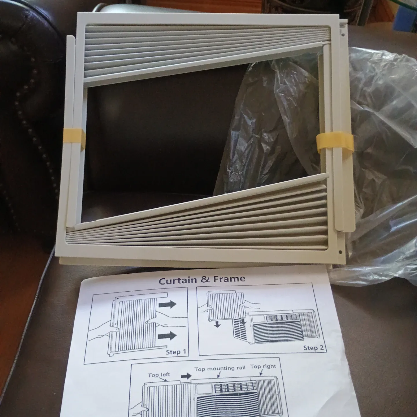 White Air Conditioner Side Curtain & Frame
