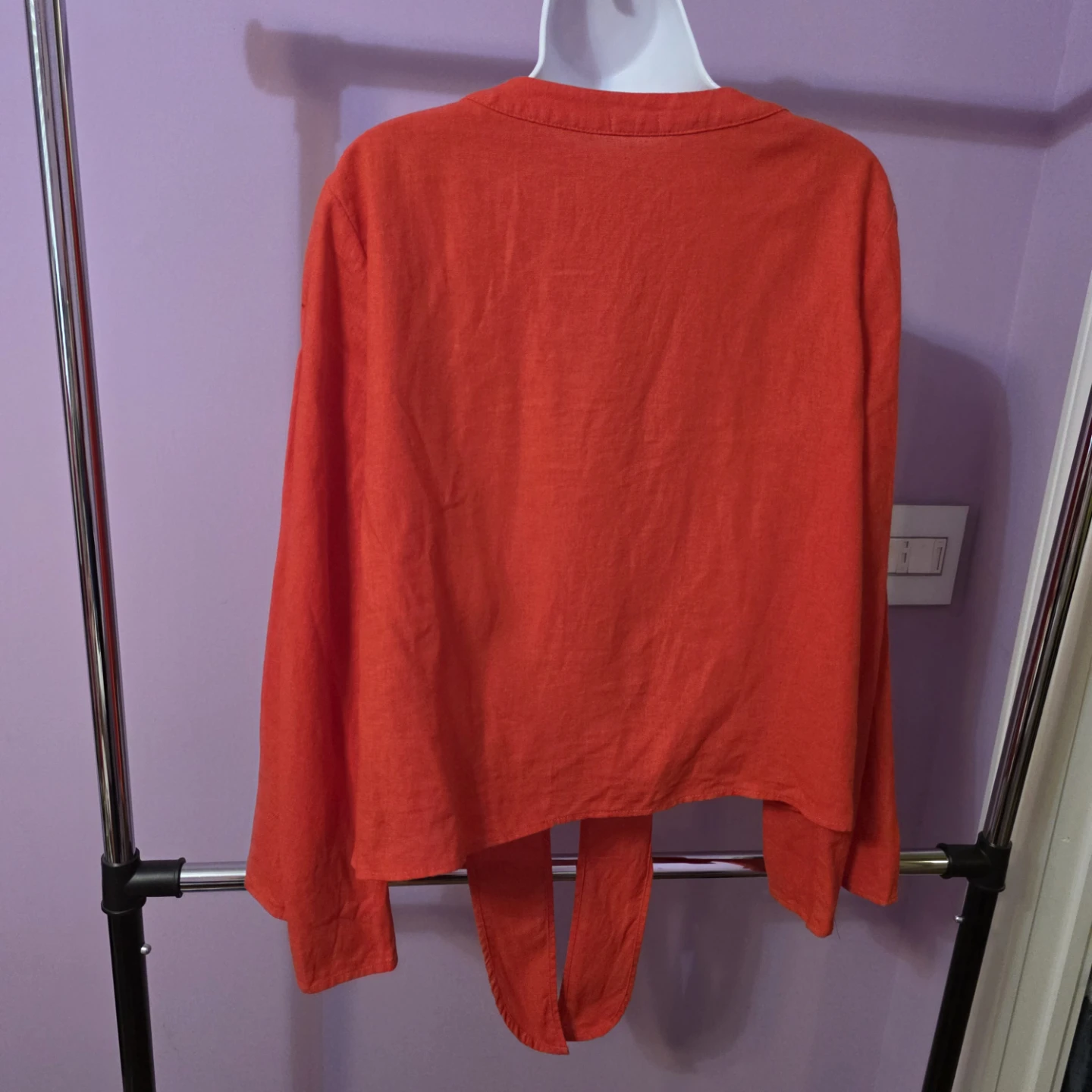 Studio 1886 Coral Red Linen Blend Tie-Front Shirt L/G (12-14) - photo 2