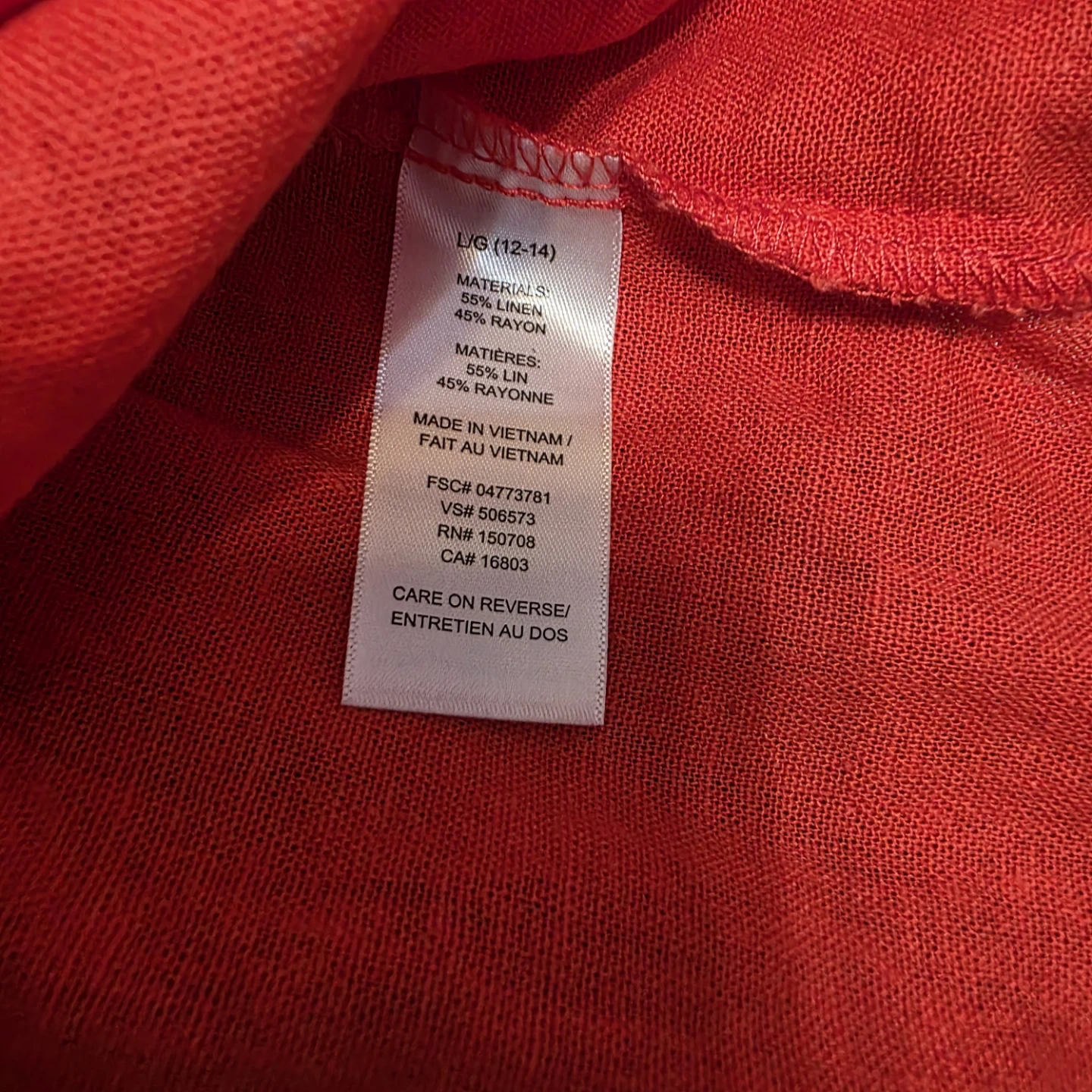 Studio 1886 Coral Red Linen Blend Tie-Front Shirt L/G (12-14) - photo 5