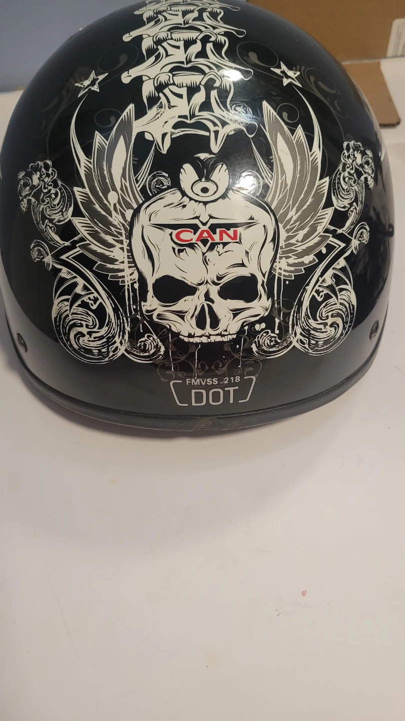 DOT Motorcycle Helmet - Skull & Wings Design - photo 2