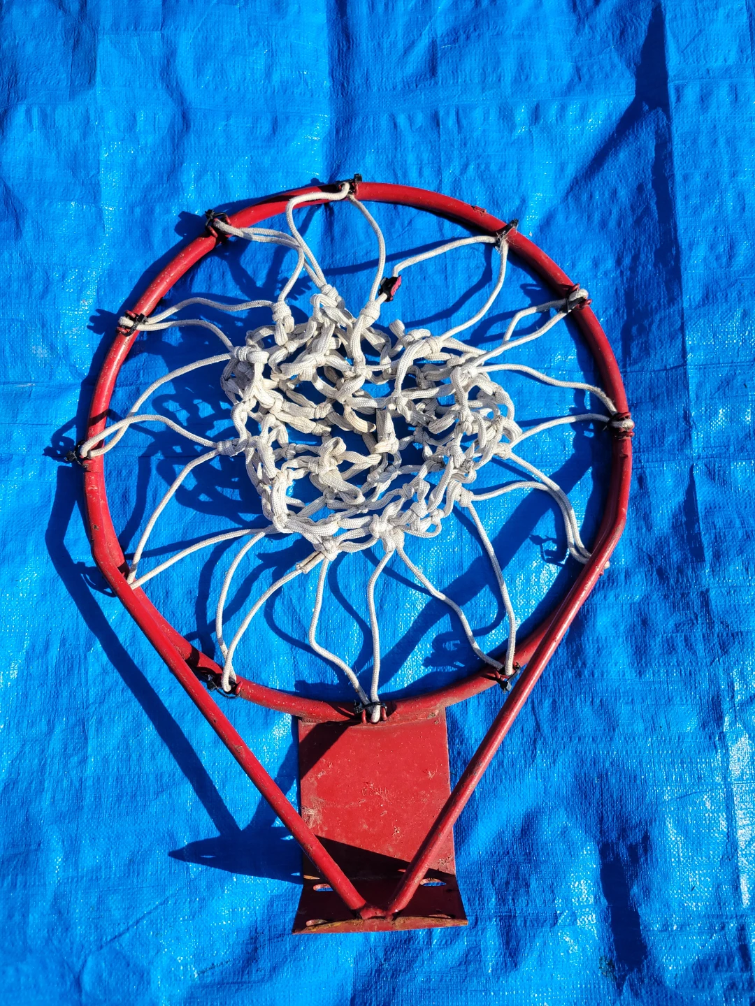 Red Metal Basketball Hoop with Net