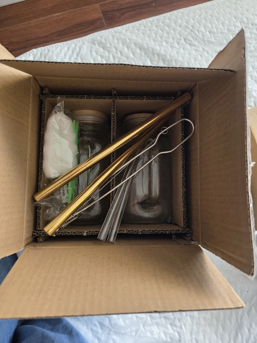 Glass Jar Set with Straws and Brushes - photo 2