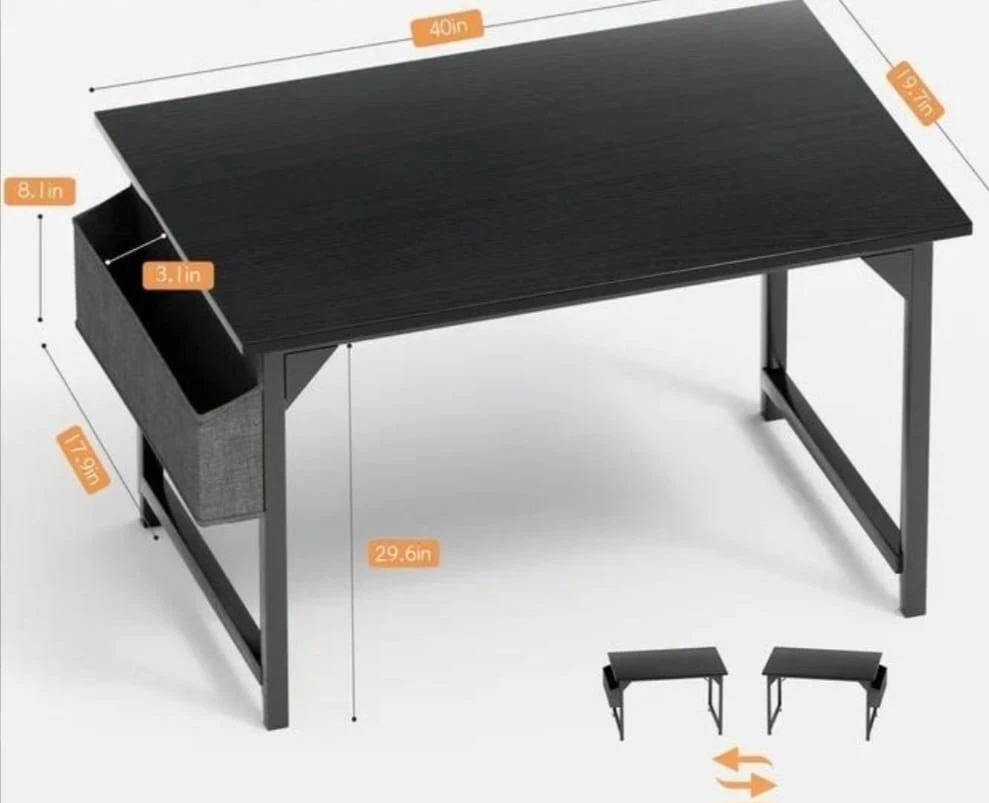 Black Writing Desk with Storage