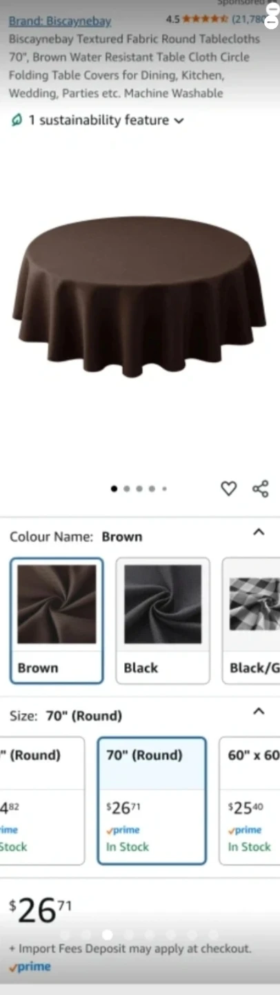 Biscayne Bay Fabric Tablecloth - 70" Round Brown - photo 4
