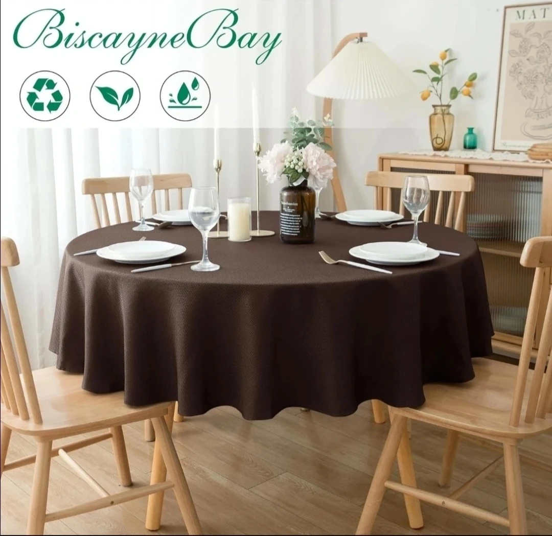 Biscayne Bay Fabric Tablecloth - 70" Round Brown - photo 5