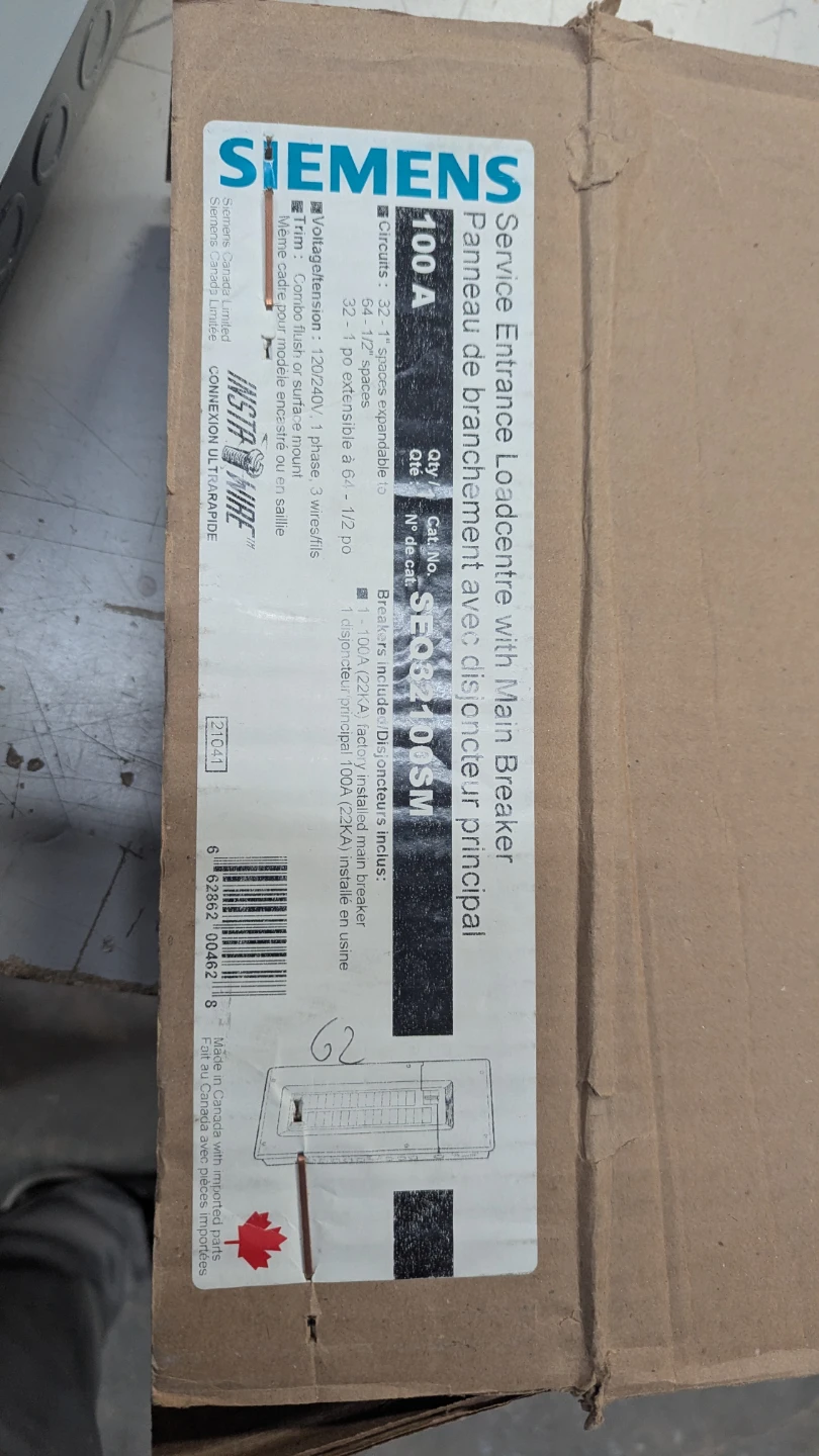 Siemens 100A Electrical Panel Box