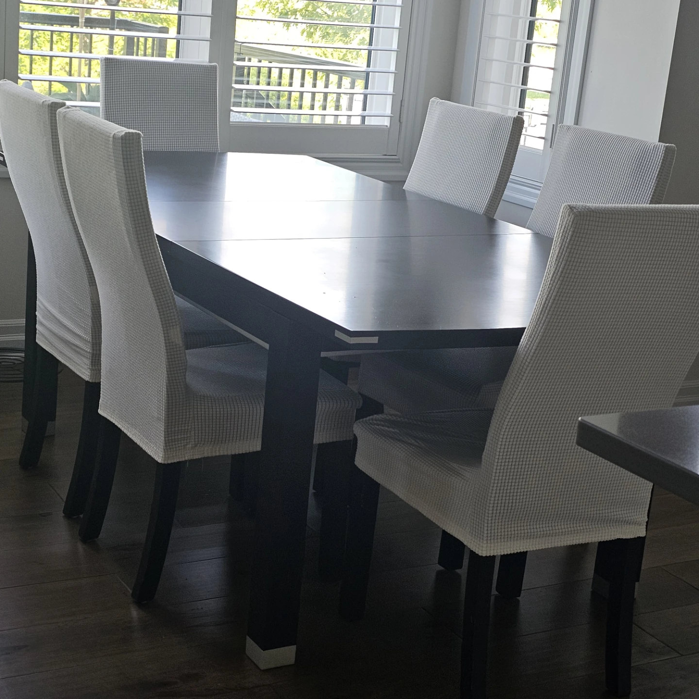 Dining Table - 6 Chairs - With Stretch Dining Chair Covers