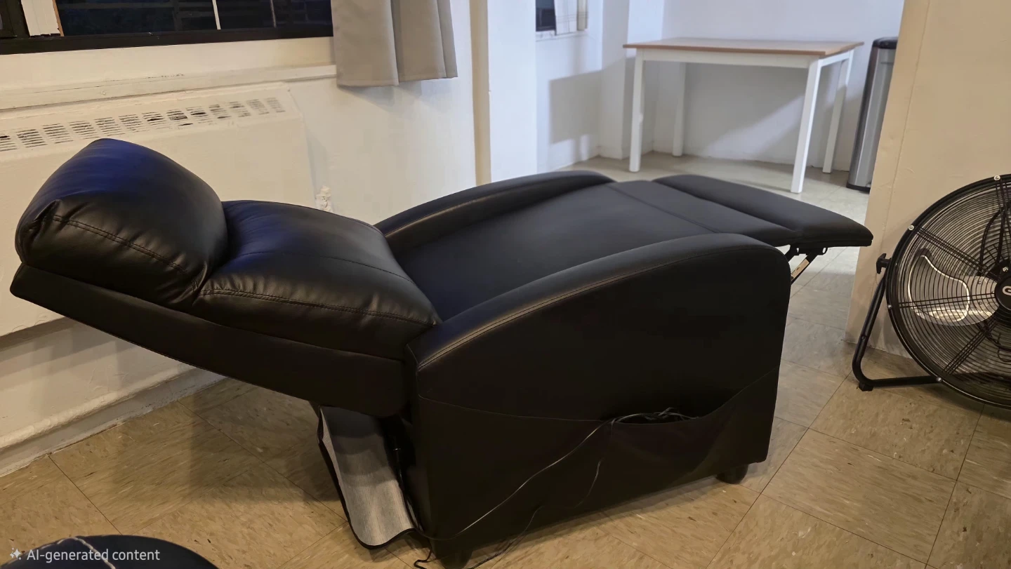 Black Faux Leather Recliner Chair - photo 2