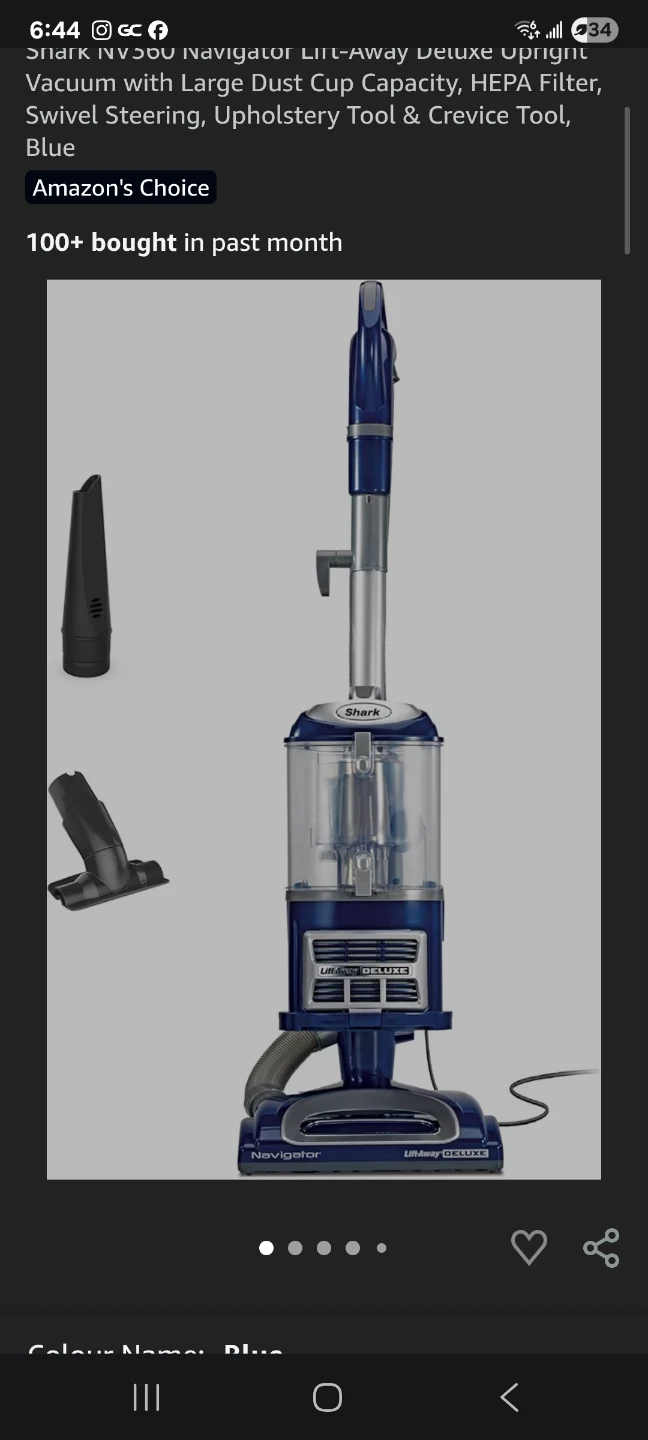 Shark Navigator Lift-Away Deluxe Upright Vacuum Cleaner - Blue