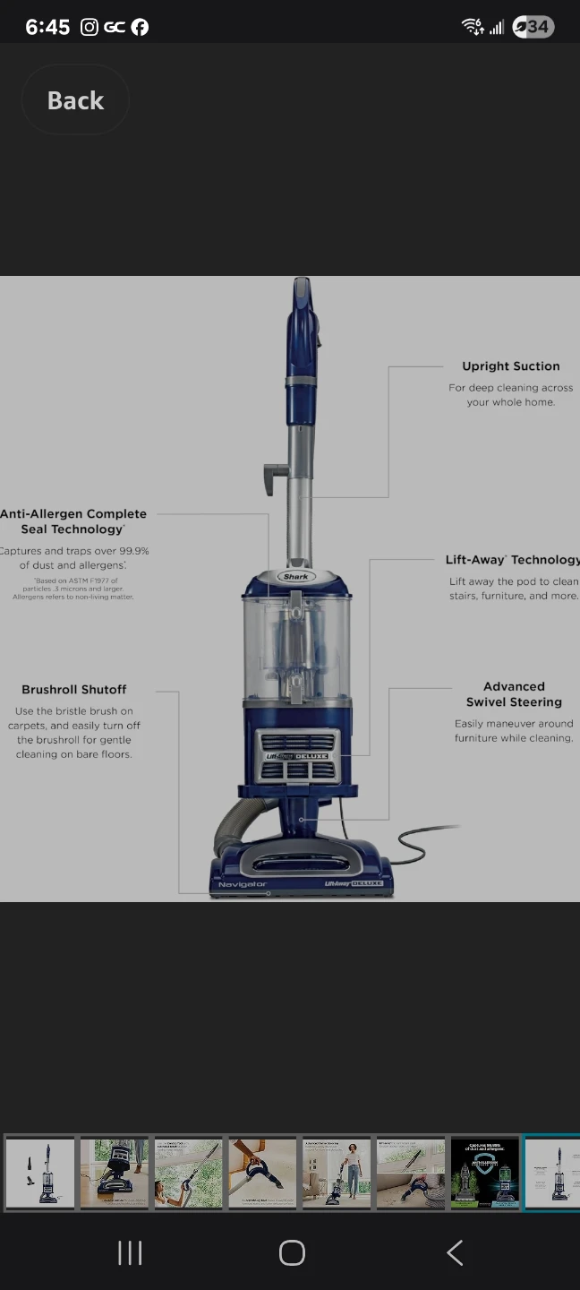 Shark Navigator Lift-Away Deluxe Upright Vacuum Cleaner - Blue - photo 4