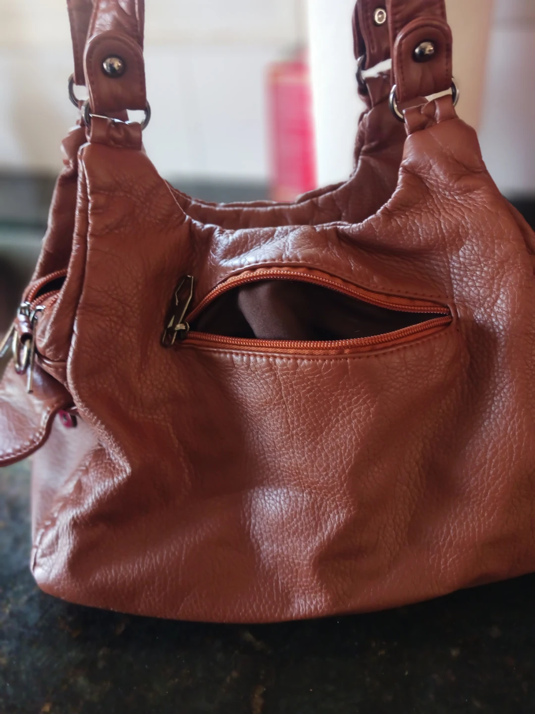 Brown Faux Leather Handbag - photo 2