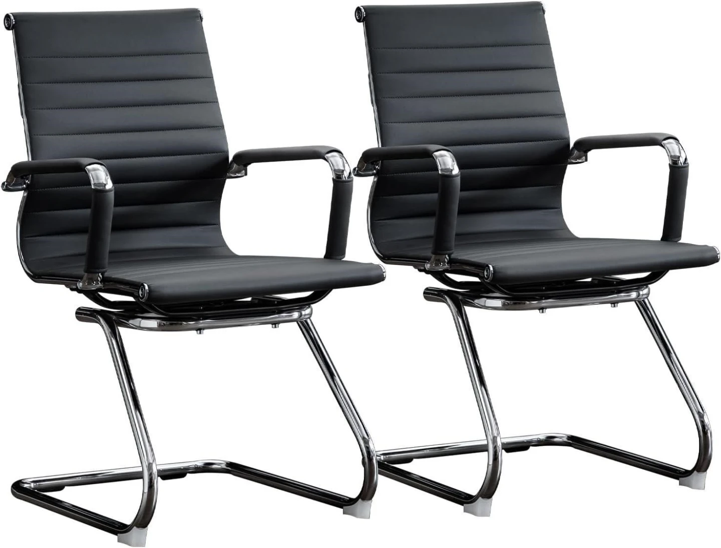 BoisKom Black Faux Leather Conference Chair - Set of 2