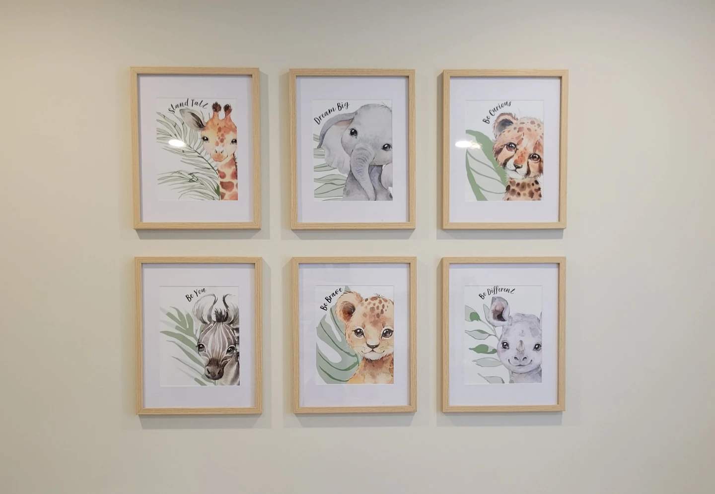 Set of 6 Framed Animal Prints for Nursery