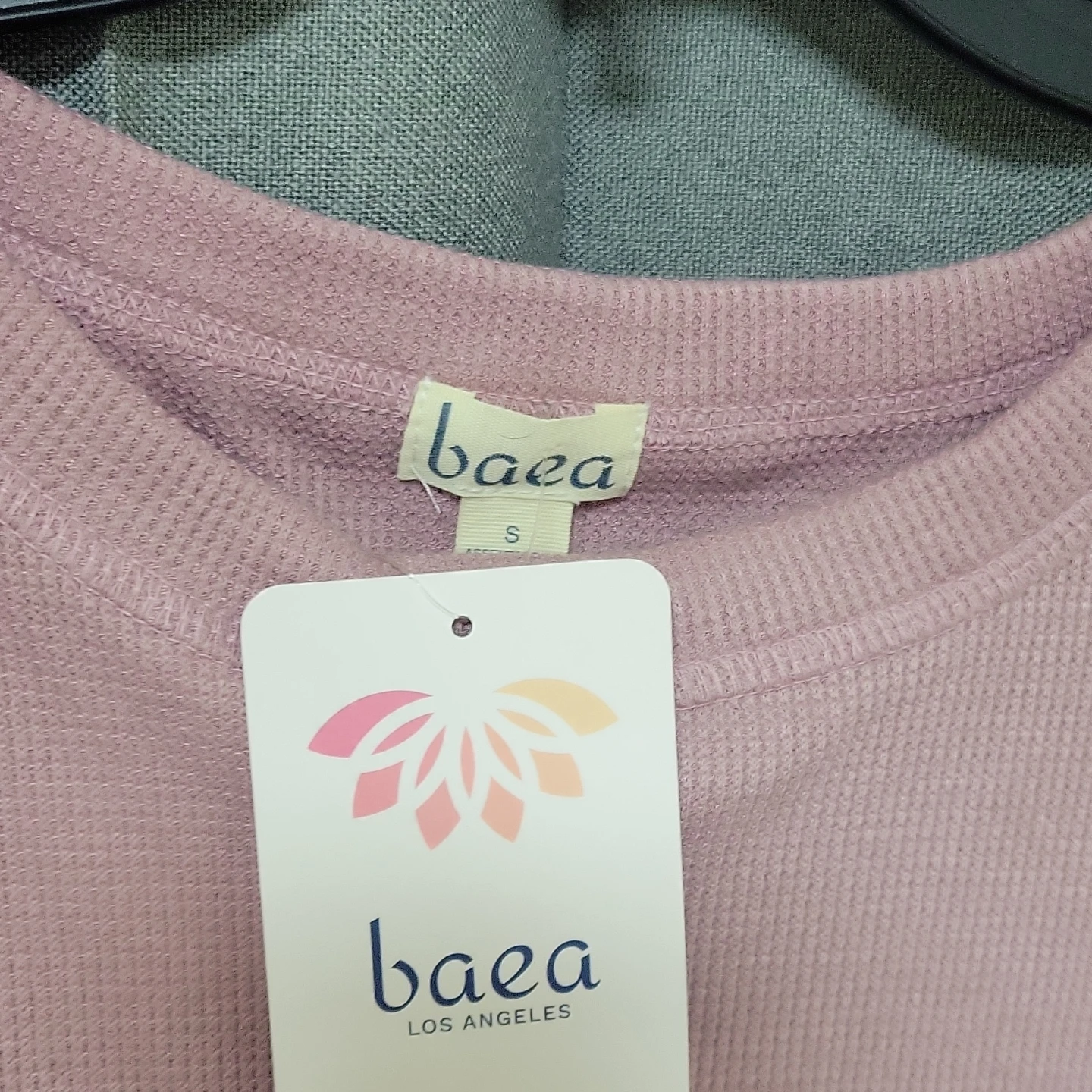 Baea Los Angeles Pink Patchwork Sleeve Waffle Knit Top Size S - photo 2
