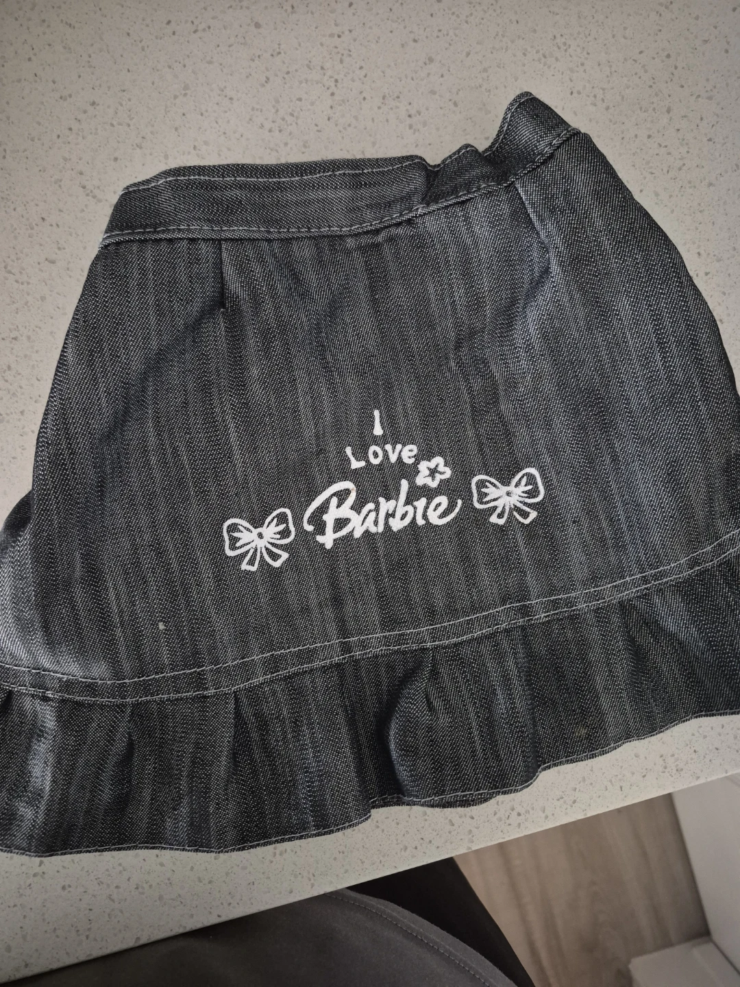 Girls' Denim Skirt with "I Love Barbie" Graphic
