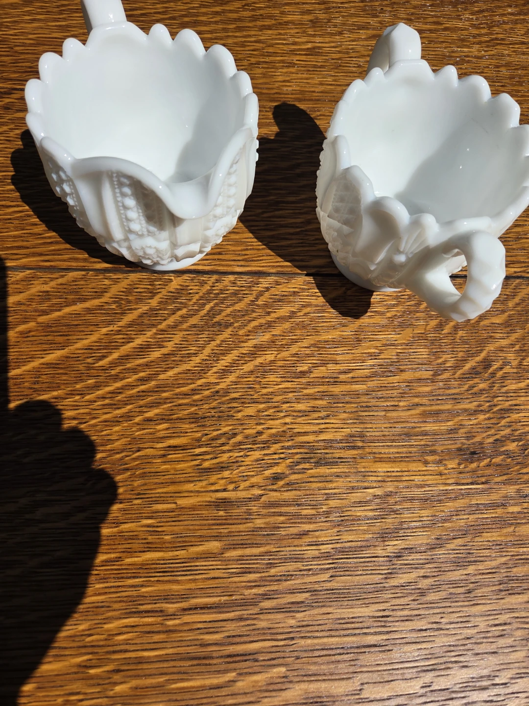 White Milk Glass Creamer and Sugar Bowl Set