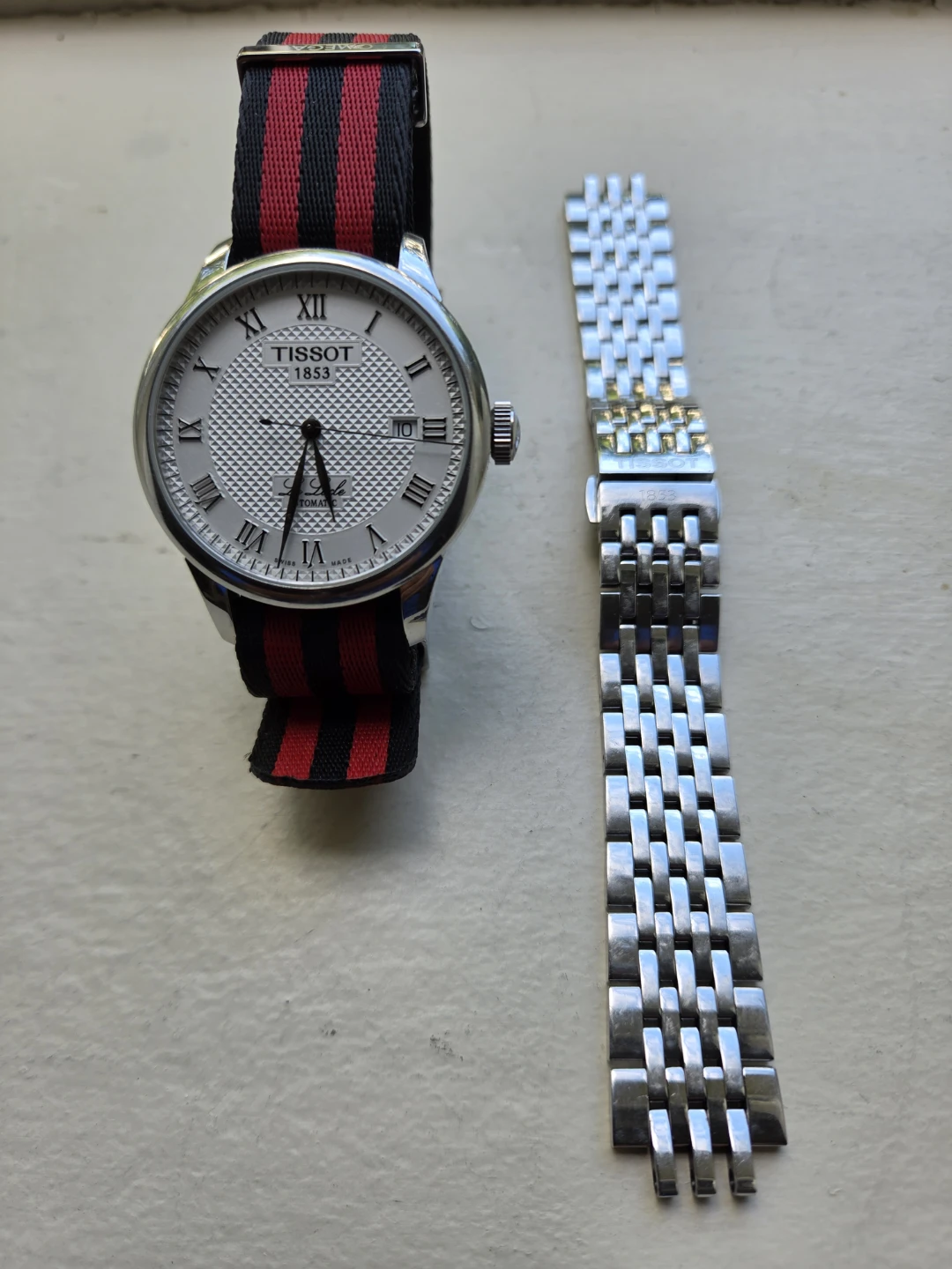 Tissot 1853 Automatic Watch with Red & Black NATO Strap