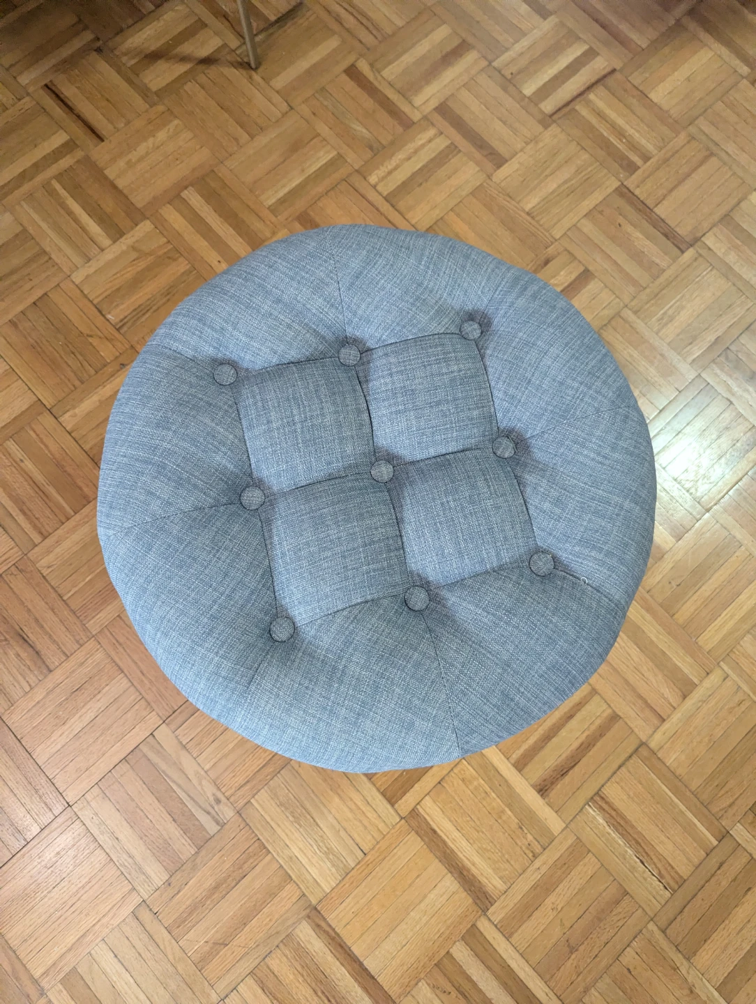 West Elm Tufted Round Ottoman Storage Pouf
