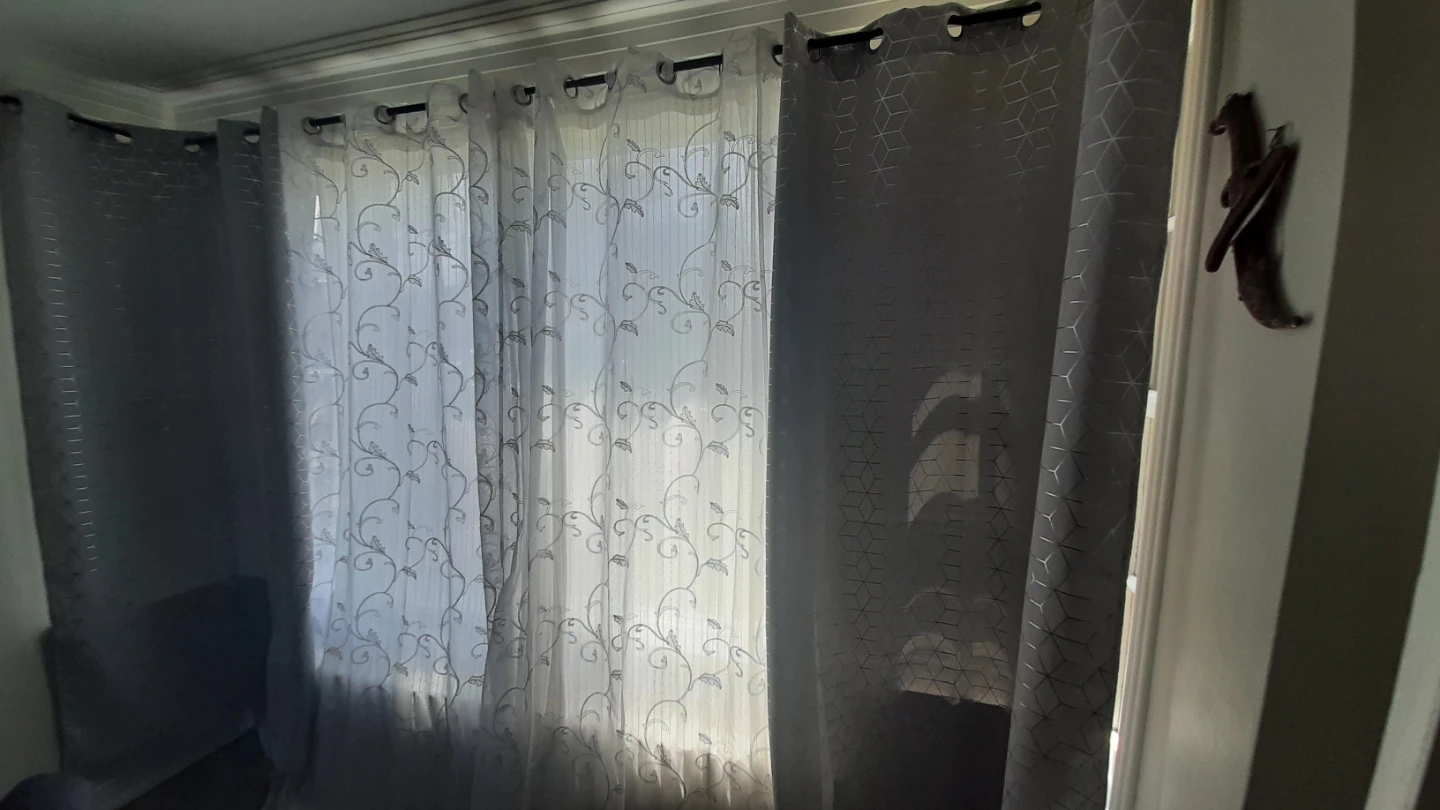 Sheer Curtains with Scroll and Geometric Pattern