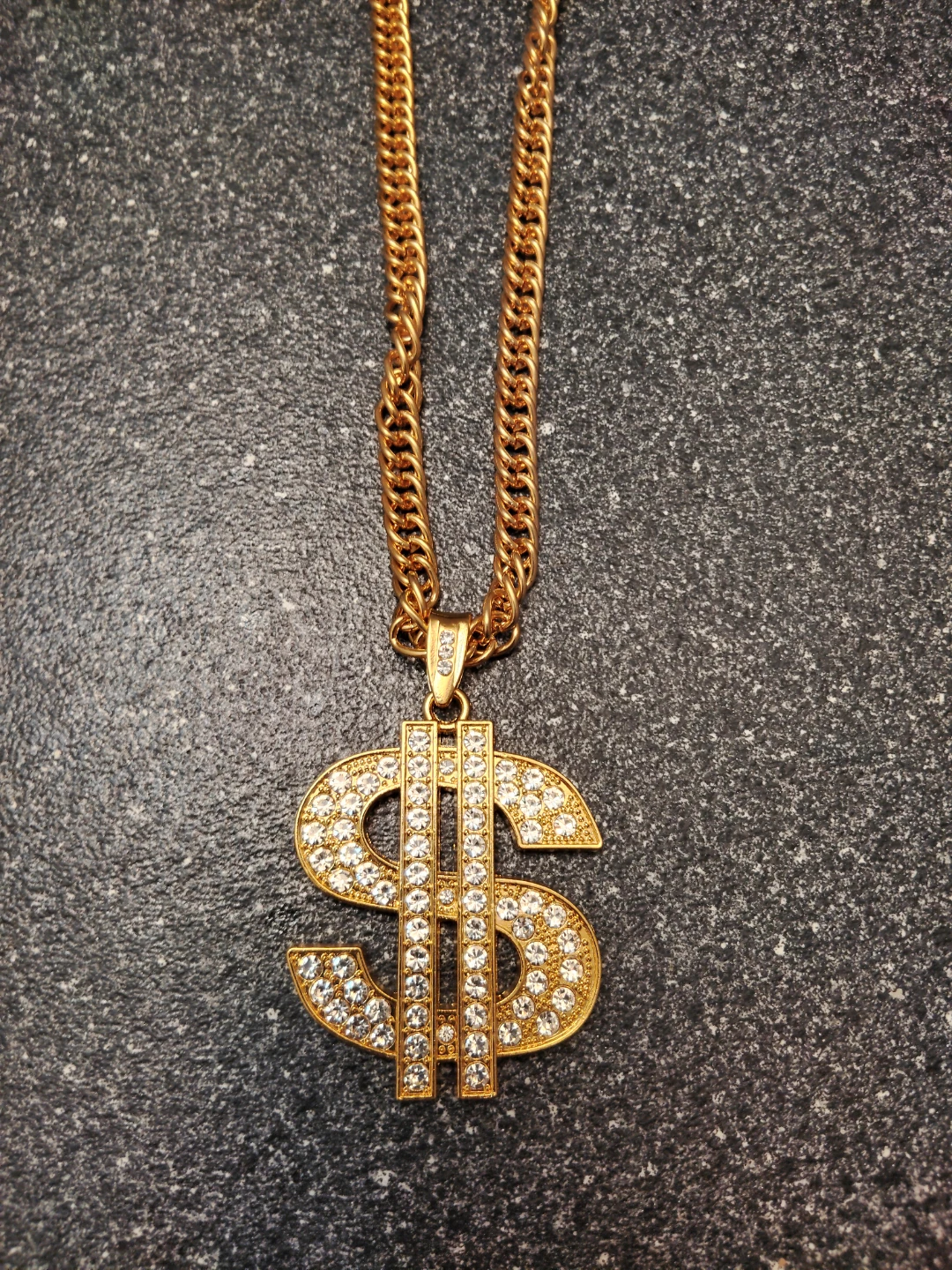 Gold Tone Dollar Sign Pendant Necklace