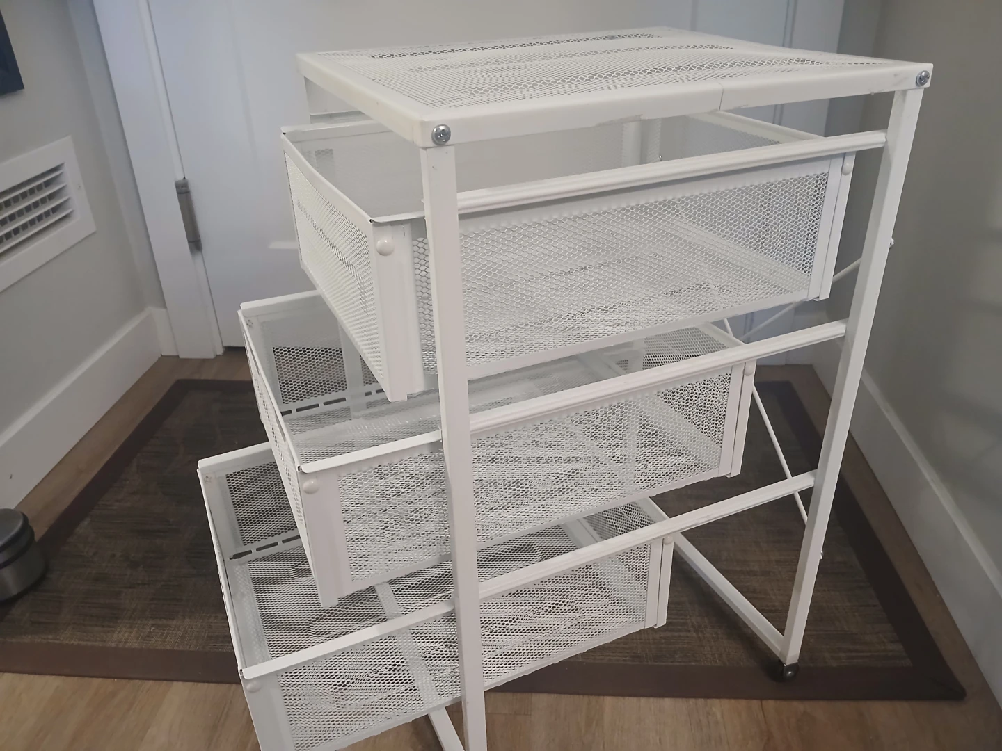 White Metal 3-Drawer Storage Unit